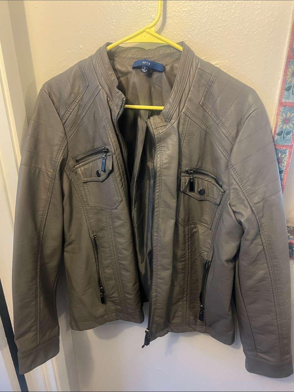 Apt. 9 Gray Faux Leather Women's Moto Bomber Jacket